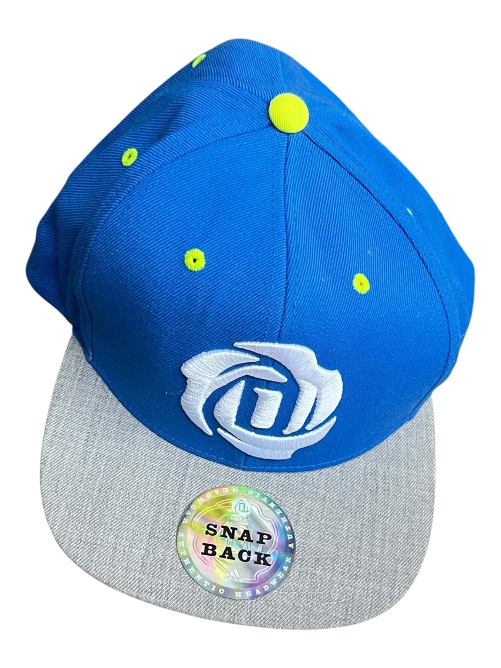 adidas Derrick Rose Mens Blue and Gray Snapback Hat with Neon Accents